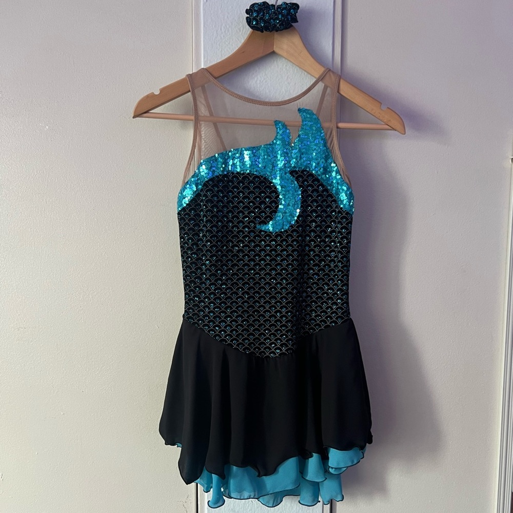 blue and black ice skating dress
